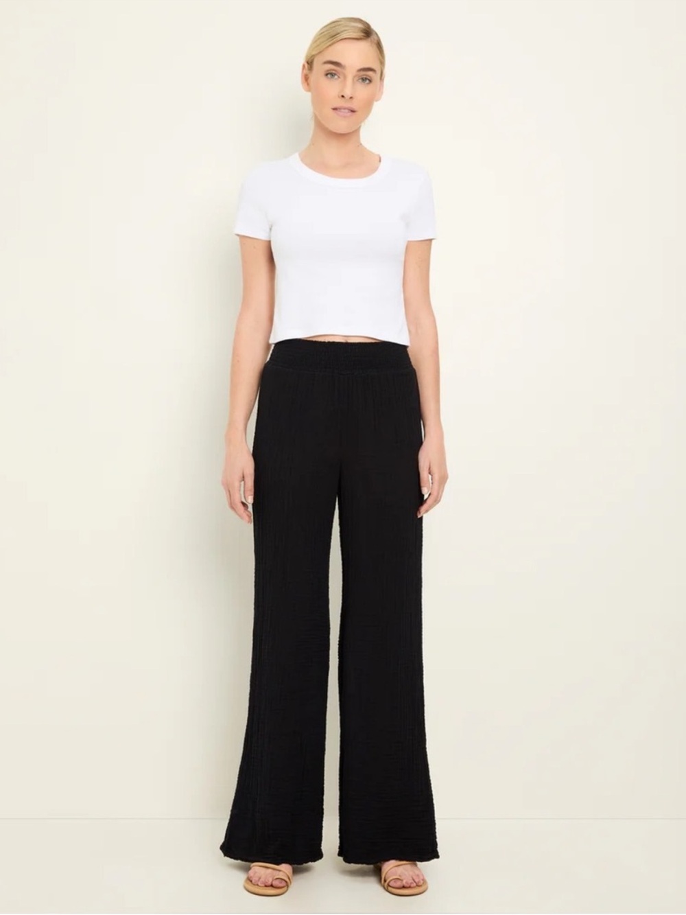 Michael Stars Black Wide-Leg Knit Pull-On Pants